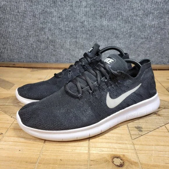 Nike Free RN Flyknit Running Sneakers Shoes Mens 11.5 Black White 880843 001 - Picture 2 of 12